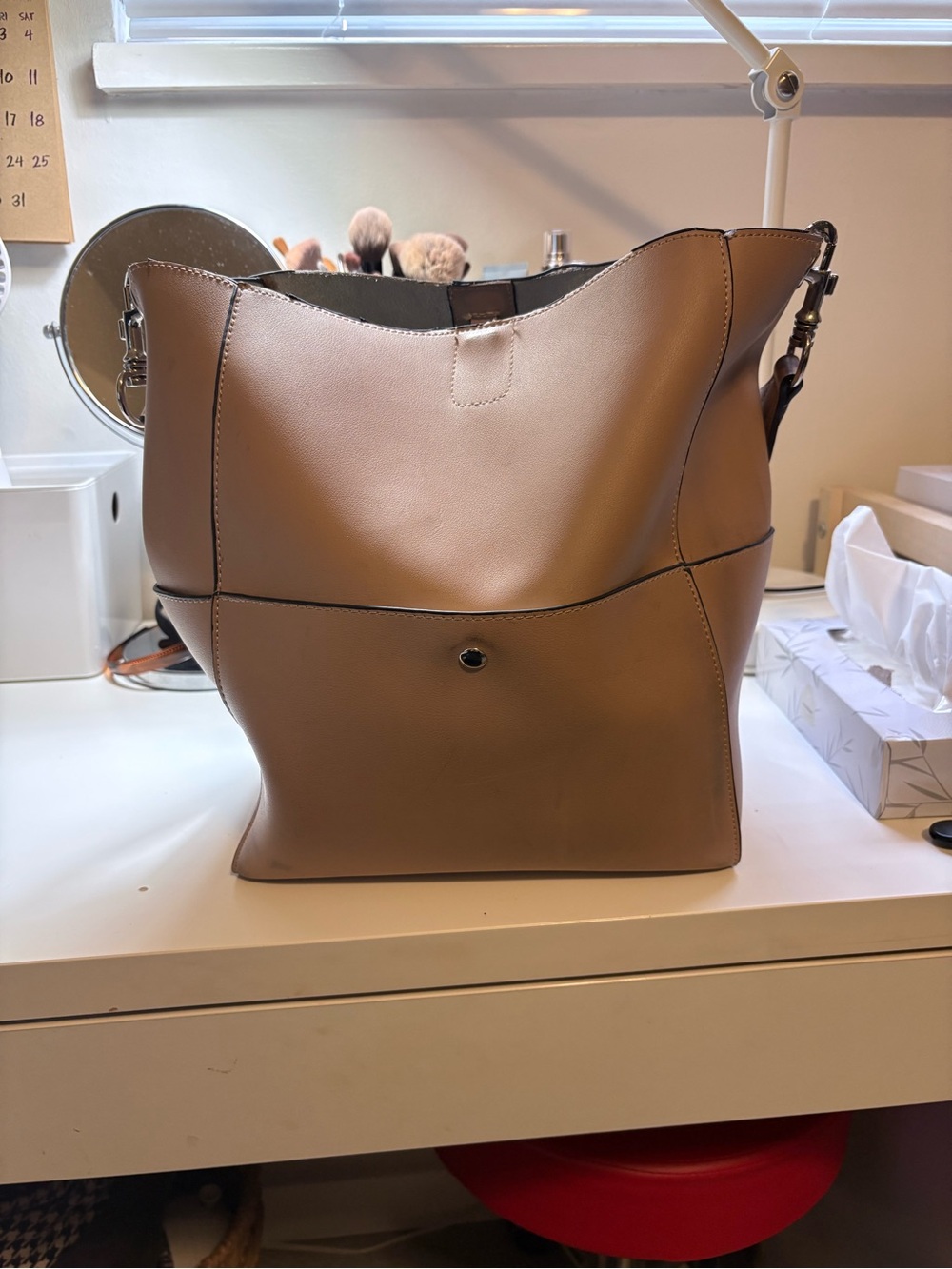 Everyday Structured Bucket Tote in Brown